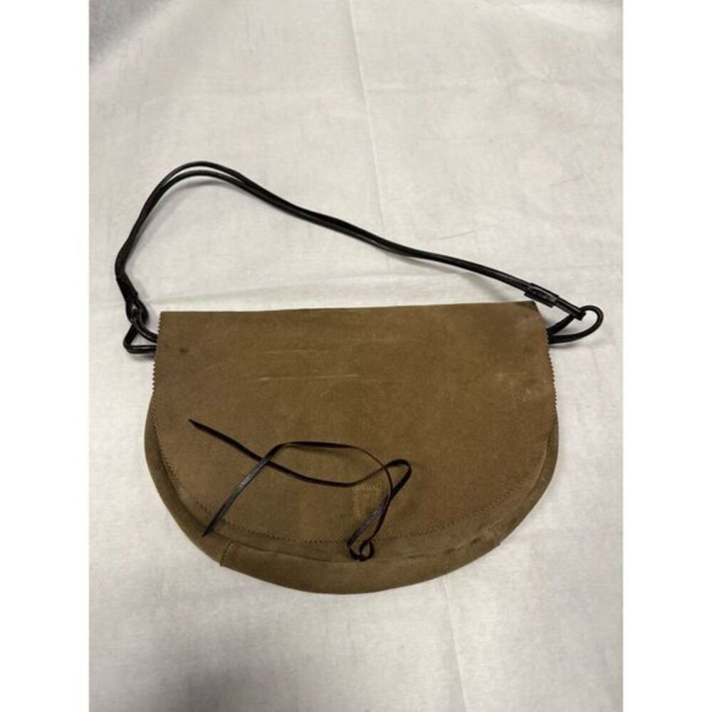 Prune Brown Suede Leather Crossbody‎ Saddle Bag Boho Vintage Style Purse